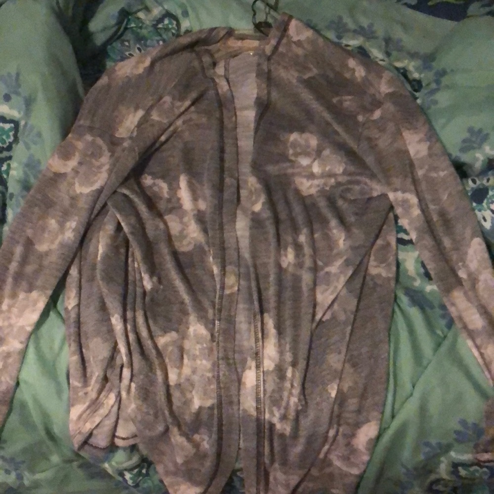 Gray rose cardigan